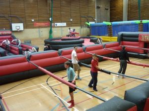 Human Table Football inflatable with players