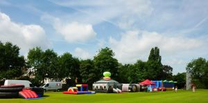 A field with our inflatable activities