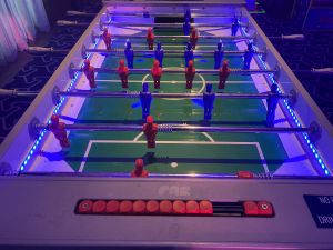 Blue LED lights on foosball