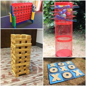 Garden Game Pictures, Jenga, KerPlunk, Connect 4 and Noughts and Crosses
