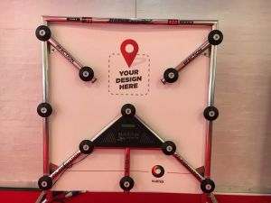 Batak Reaction Wall with a branded backdrop demonstrating that people can have 'Your Design Here'.