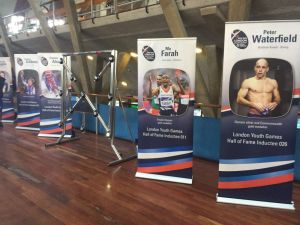 Batak Reaction Wall set up for an event amongst images of Olympic Heros.