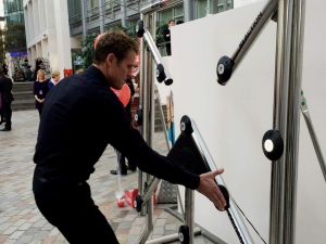 Close up of James Cracknell playing on a Batak Reaction Wall
