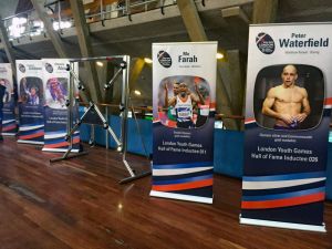 Batak Reaction Game set up for an event next to Olympic legends.