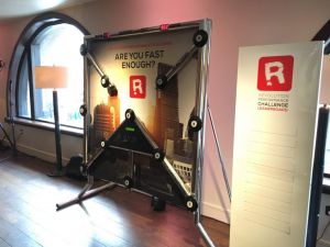 A Customised Batak Reaction Game with a branded back drop and magnetic leaderboard.