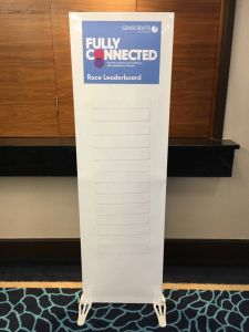 A Top Gear style, magnetic leaderboard complete with customised top for a corporate client.
