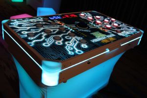 The Two Player Neuron Race is completed with LED Lights, Table and Branding