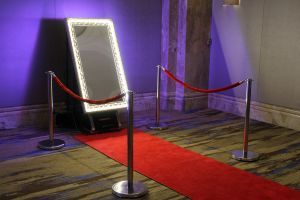 Magic Selfie Mirror with LED lighting and red carpet