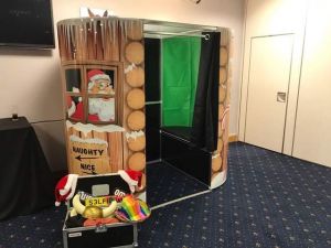 Green Screen Photo Booth completed with Christmas Branding and Props
