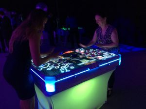 Play against each other to see who can hit the most amount of lit lights.