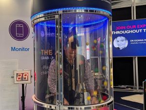 Player inside of the Ballnado Machine