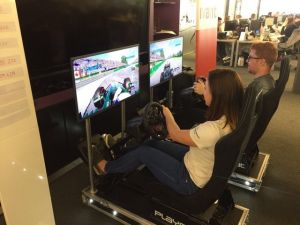 guests playing race simulator