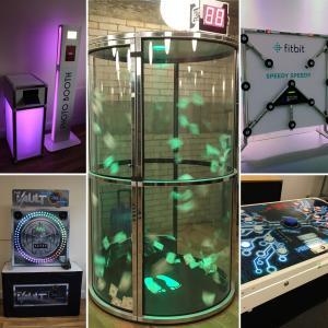 A collage of the Batak, Selfie Pod, Vault, Cash Grabber and Neuron Race
