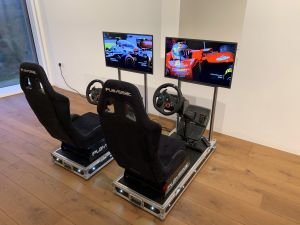 A pair of racing simulators