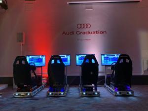 4 player car racing simulators set up for Audi