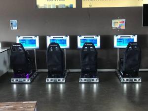 Back View of the four LED Race Sims with Monitors