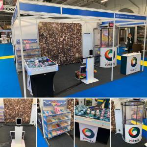Neuron Race, Pick 'n' Mix, GIF Array Booth and Cash Grabber set up for our trade stand.