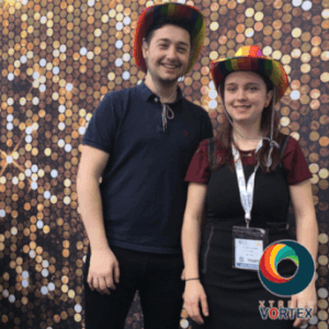 Guests in the Gif Array Booth with Glittery Background