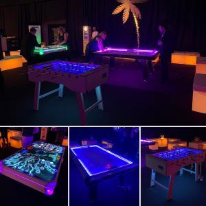LED Foosball, LED Air Hockey and Neuron Race 2-4 player games.