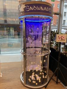 snownado machine set up with flying balls