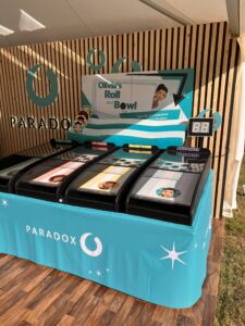 Fully branded Roll and Bowl for Paradox with characters, skirt, lanes. waves and backdrop