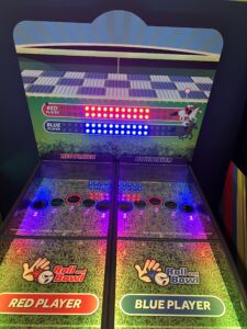 Table view of roll and bowl lite with backdrop